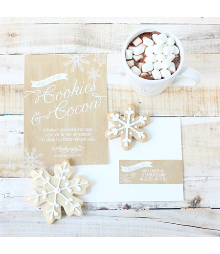 Rustic Cookies and Cocoa Christmas Cookie Exchange Party Printable Invitation